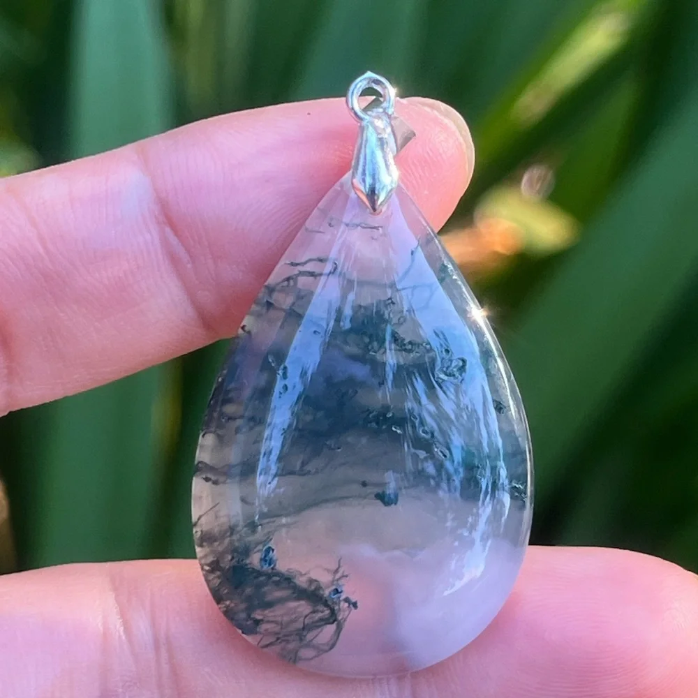 Sterling silver 925 stamped beautiful moss agate pendant 1224 - Picture 5 of 6